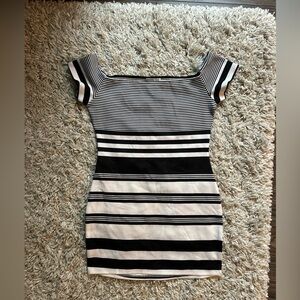 Charlotte Russe Y2K Striped Black and White Mini Dress Vintage